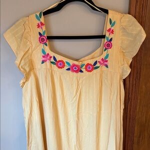Embroidered Yellow Maxi Dress